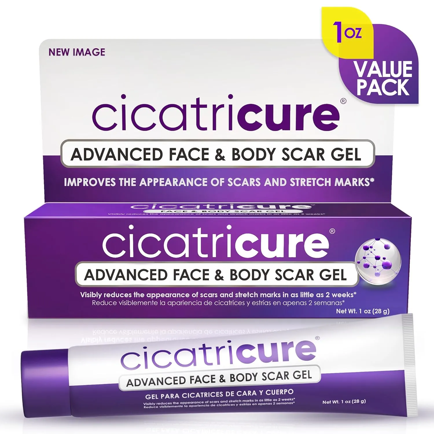 Cicatricure Face & Body Advanced Scar Gel, Scar Treatment for Old & New Scars Scaro , Fades Stretch Marks Away, Surgical Scars, Injuries, Burns and Acne Scar Treatment, For Adults & Kids, 1 oz (28g), 1-Pack