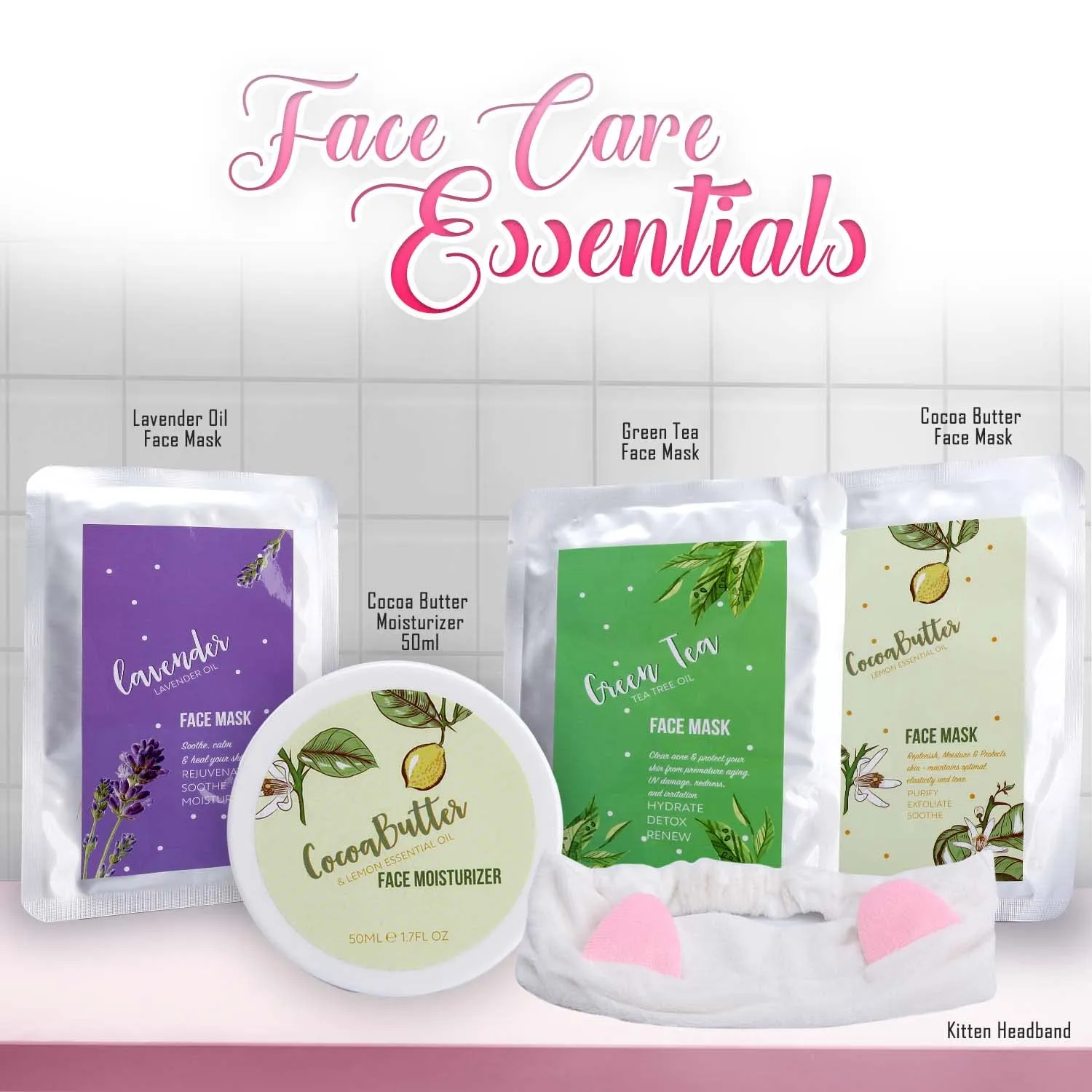 Skincare 10-Piece Gift Set with Face and Body Rejuvenating Scrubs, Masks and Lotions. Moisturizing Healing Kit